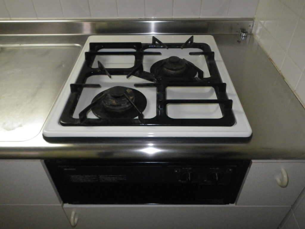 尼崎市稲葉荘マンション　ノーリツ2口コンロ　取替交換工事施工　ハーマンDC2002　から　N2G23KSQ1