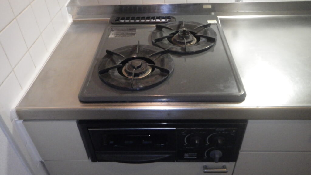 尼崎市　マンション　ノーリツ2口ガスコンロ　取替交換工事施工　サンウエーブRSG421A0LHK　から　N2G23KSQ1